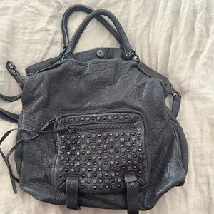 She + lo Black Studded Leather Tote Bag